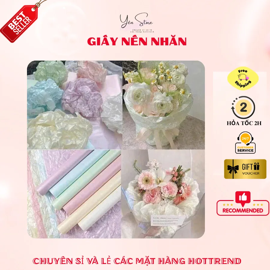 Giấy Nến, Giấy Nhăn 10-20 Tờ Dùng Để Gói Hoa, Gói Giỏ Trái Cây, Bánh Kẹo, Quà Tặng, Làm Đồ Handmade